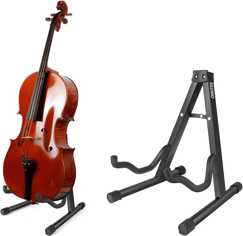 pugdodo Cello Stand Adjustable, Folding Cello Support Stand, A-Frame Folding Cello Holder Compatible for Violin 1/8-4/4 Cellos Guitars Electric Bass Electric Guitar Stand Acoustic, Black (black) - Image 1