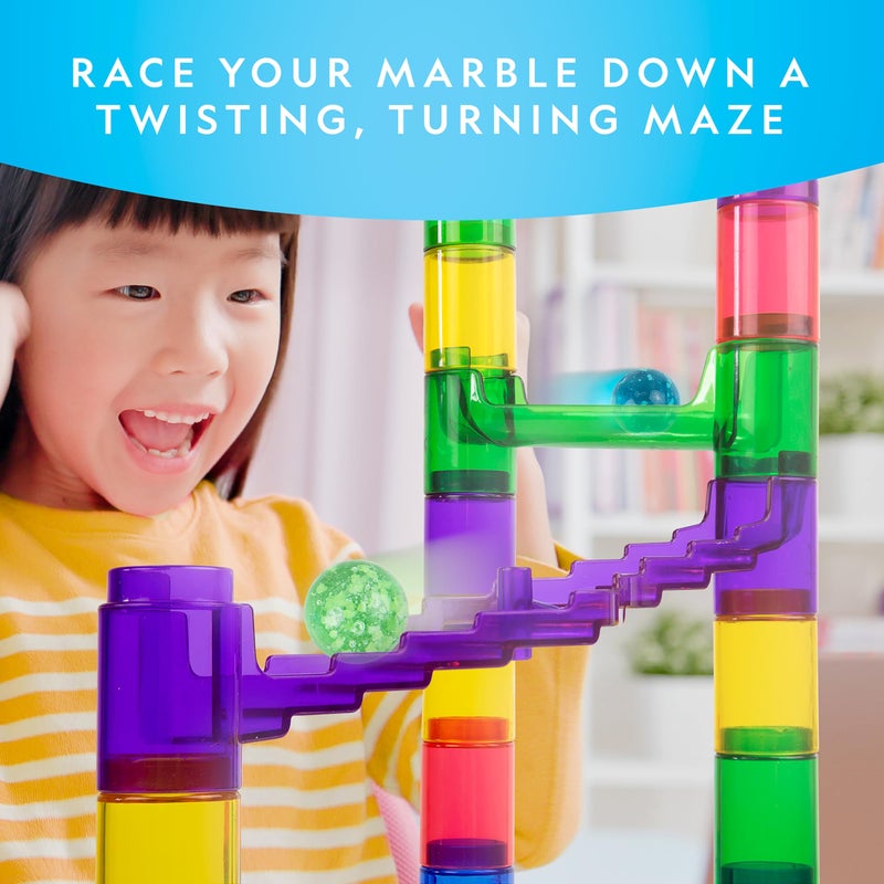 Blue Marble National Geographic Glowing Marble Run â€“ 115 Piece Construction Set with 25 Glow in The Dark Glass Marbles, Storage Bag, Great Creative STEM Toy for Girls and Boys - Image 5
