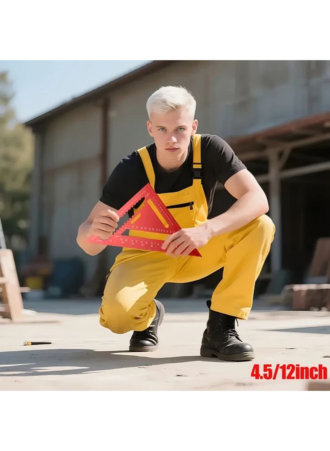 12 Inch Aluminum Triangle Square Angle Protractor Metric Scale Woodworking Tool - Image 3