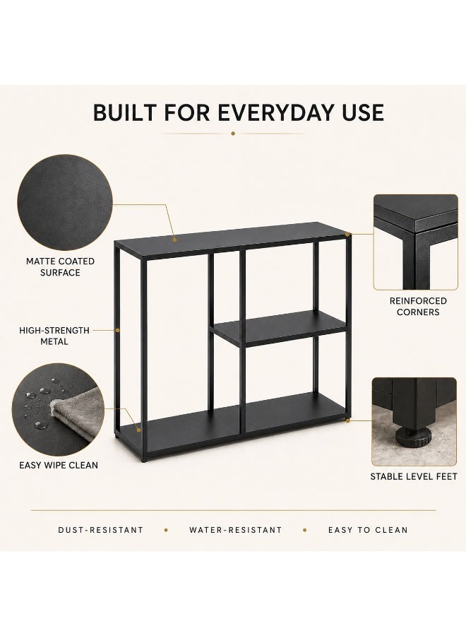 Sharpdo 3-Tier Metal Console Table, Narrow Slim Entryway Foyer Table with Open Storage Shelves, Heavy Duty Hallway Accent Table for Entrance Living Room Corridor Balcony Majlis Decor, 80x25.5x75cm - Image 4
