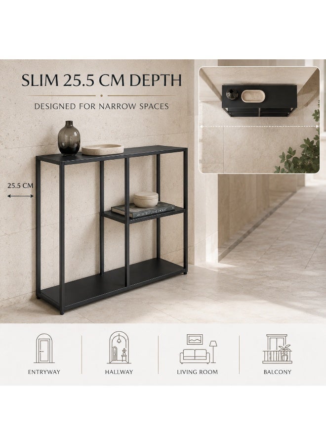 Sharpdo 3-Tier Metal Console Table, Narrow Slim Entryway Foyer Table with Open Storage Shelves, Heavy Duty Hallway Accent Table for Entrance Living Room Corridor Balcony Majlis Decor, 80x25.5x75cm - Image 3