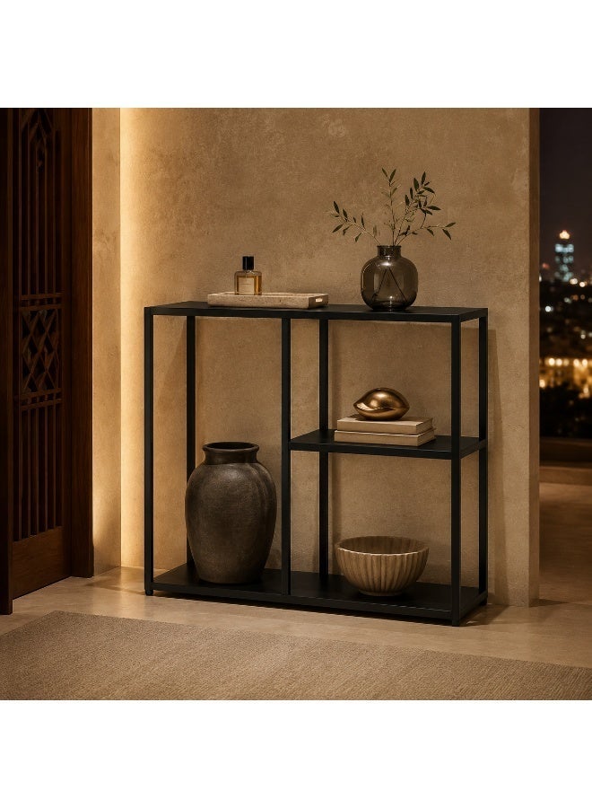 Sharpdo 3-Tier Metal Console Table, Narrow Slim Entryway Foyer Table with Open Storage Shelves, Heavy Duty Hallway Accent Table for Entrance Living Room Corridor Balcony Majlis Decor, 80x25.5x75cm - Image 2