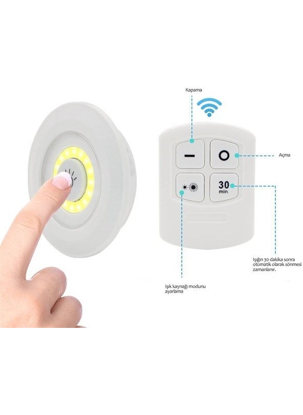 Apak Shop - 3-way Remote Control Battery Operated Adhesive Wireless LED Spot Lamps - Image 1