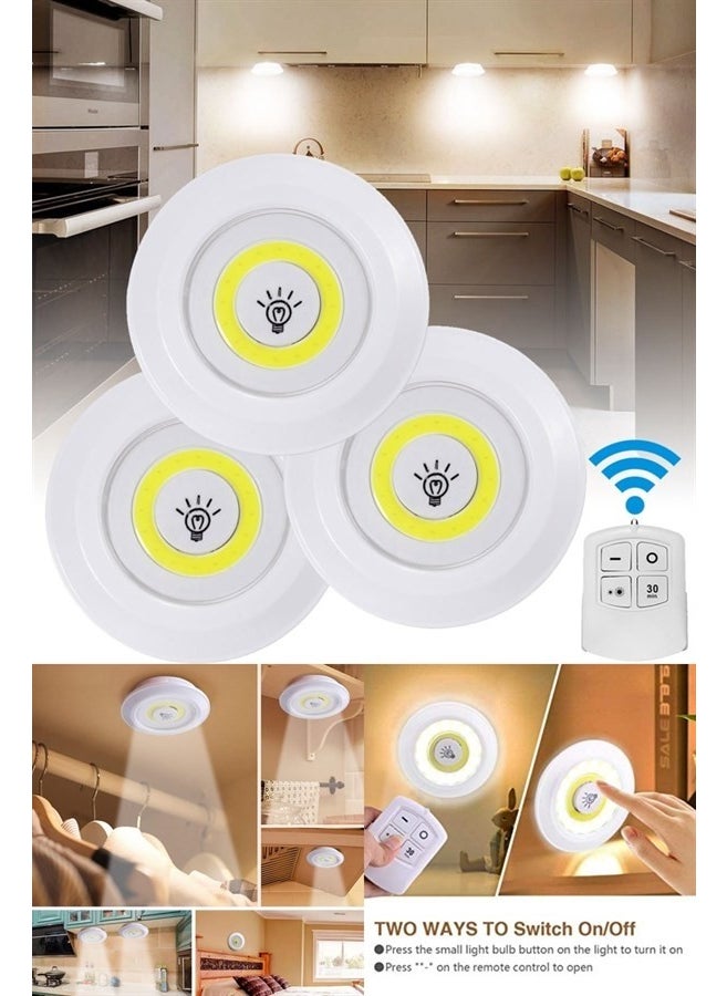 Apak Shop - 3-way Remote Control Battery Operated Adhesive Wireless LED Spot Lamps - Image 1