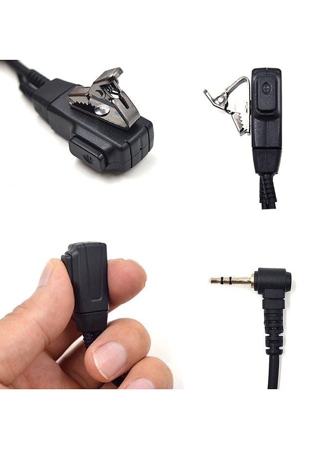Walkie Talkie 2.5mm Earpiece 1 Pin Covert Acoustic Tube Earpieces Headset with PTT Mic Compatible with Motorola Talkabout MH230R MR350R T200 T260 T600 MT350R Black