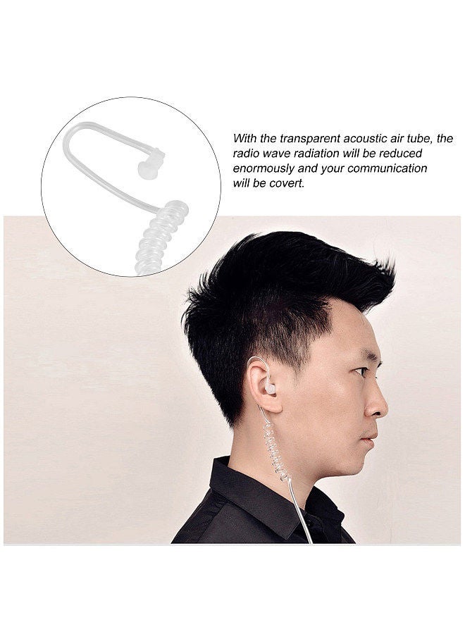 Walkie Talkie 2.5mm Earpiece 1 Pin Covert Acoustic Tube Earpieces Headset with PTT Mic Compatible with Motorola Talkabout MH230R MR350R T200 T260 T600 MT350R Black