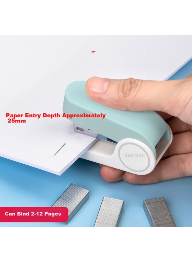 Deli Macaron Color Stapler/binders/binders, Lightweight And Portable For Students And Office Use, Light Blue - Image 1
