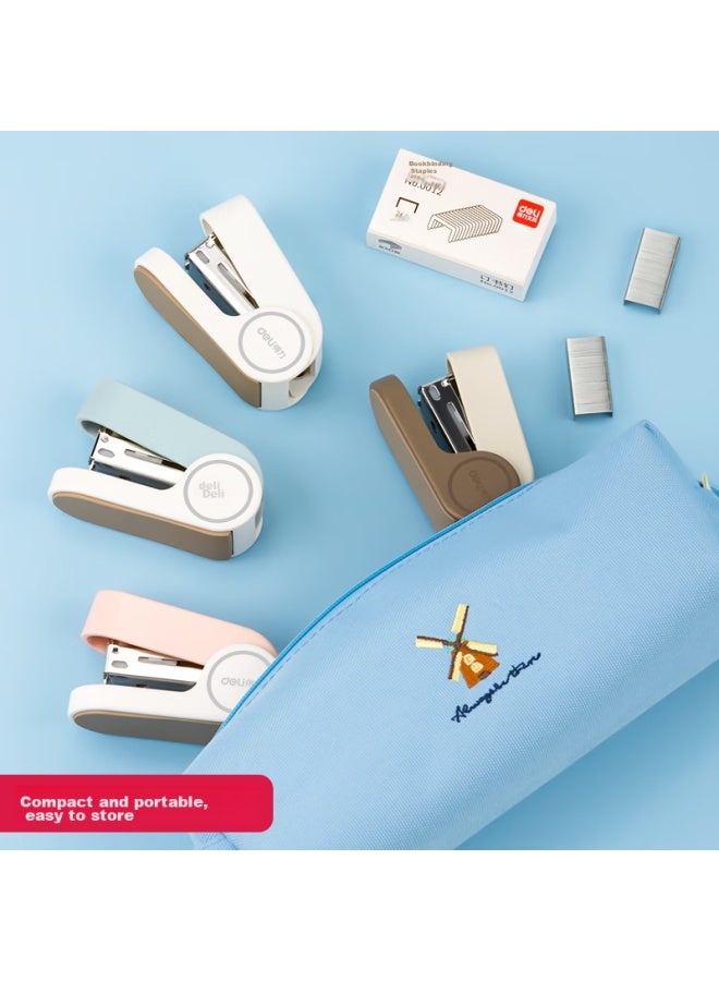 Deli Macaron Color Stapler/binders/binders, Lightweight And Portable For Students And Office Use, Light Blue - Image 3