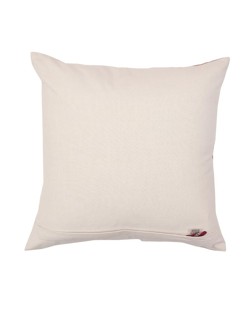 ZEBA World Cushion Cover Cotton Blend Floral Aari Embroidery with Patchwork Dark Coral - 16inches X 16inches - Image 4
