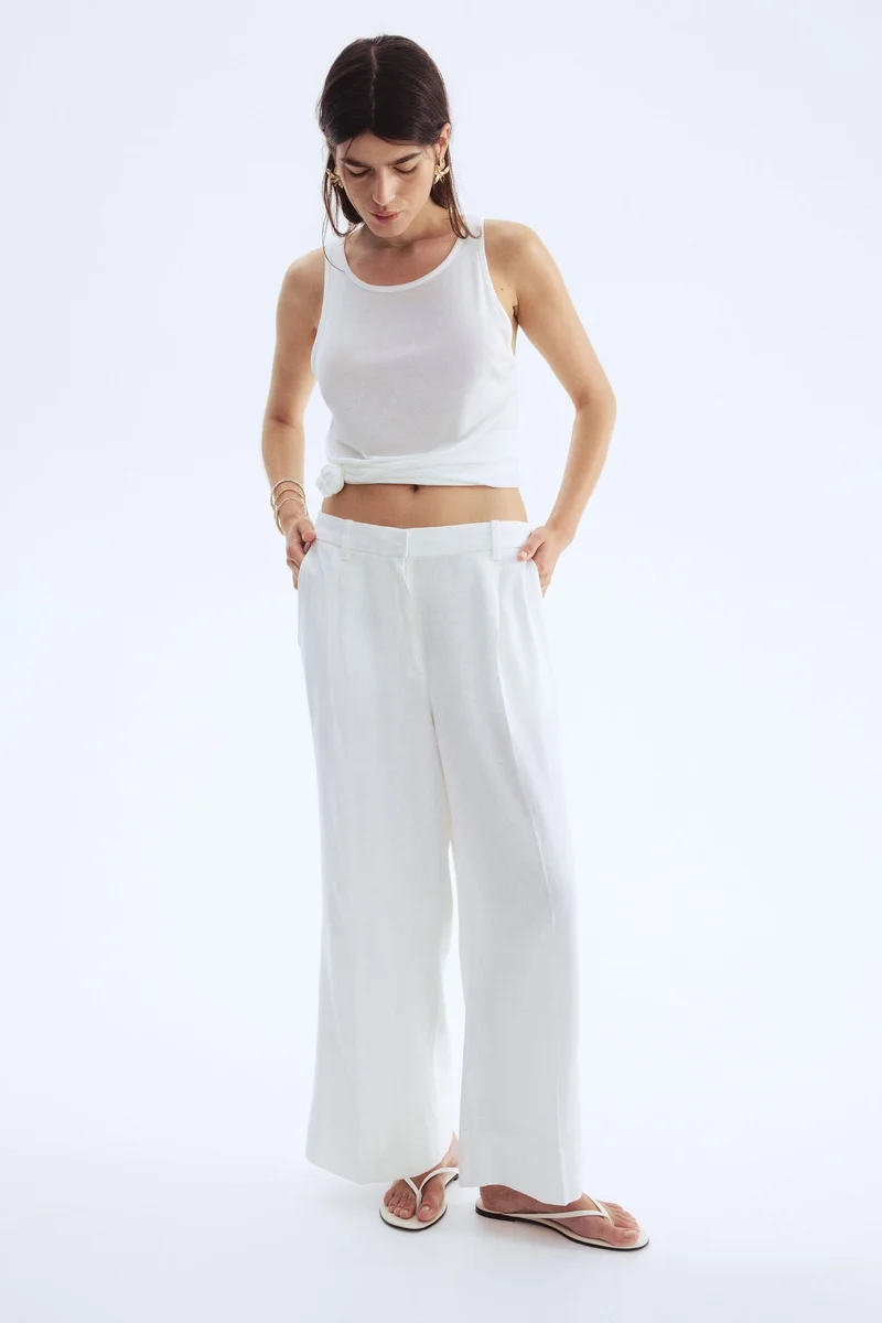 H&M Wide linen-blend trousers