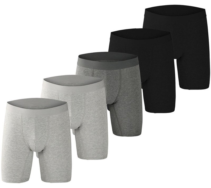 infino سراويل داخلية رجالية 5 قطع - متوسطة الارتفاع، قطن مطاطي مضاد للاحتكاك، ملابس داخلية رياضية قابلة للتنفس بألوان متنوعة (أسود/رمادي/رمادي فاتح) - متوفرة بالمقاسات L - Image 1