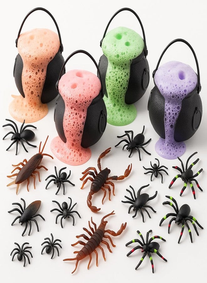 Relaxcation مجموعة هدايا قنابل الاستحمام لعيد الهالوين 4 قِدْرَات سحرية فوارة وفقاعات 7 أوقيات/كل قنبلة استحمام مع ألعاب مخيفة مفاجئة بداخلها للأطفال! هدية عيد الهالوين! 4 قِدْرَات! - Image 2