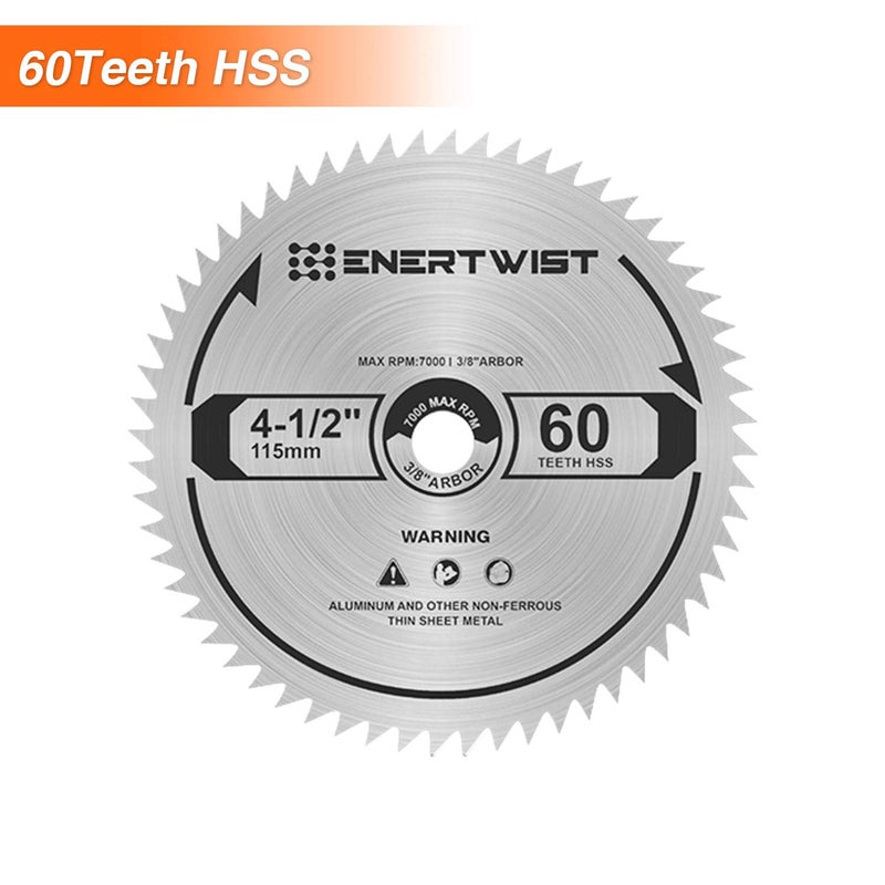 ENERTWIST مجموعة شفرات منشار دائري مدمجة ENERTWIST 4-1/2 بوصة، عبوة من 4 قطع شفرات منشار TCT/HSS/ماسية متنوعة لقطع الخشب/البلاستيك/المعدن/البلاط، 3/8 بوصة محور، ET-CSA-4 - Image 3