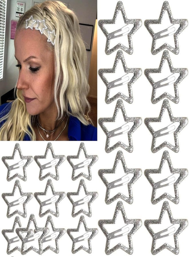 Seneeel 20 PCS Sparkling 1.22" and 1.65"Star Hair Clips Snap Star Hair Accessories Non Slip Star Clips for Girls Women Y2K Accessories Silver Metal Hair Clip Star Hair Barrettes Star Hair Clips Star Hair Clip - Image 1
