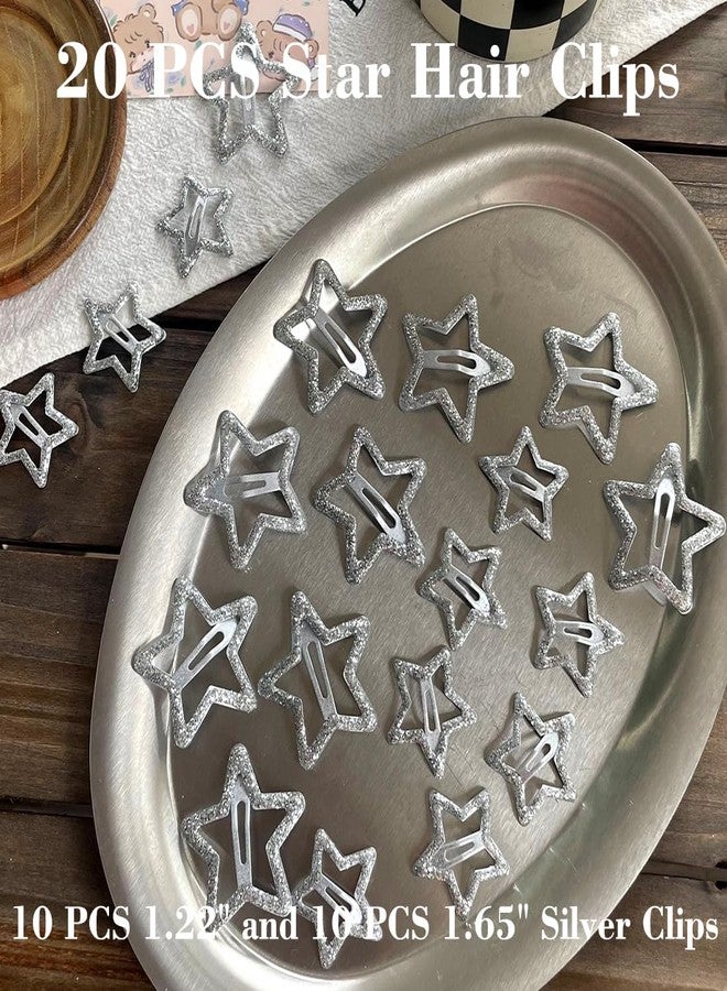 Seneeel 20 PCS Sparkling 1.22" and 1.65"Star Hair Clips Snap Star Hair Accessories Non Slip Star Clips for Girls Women Y2K Accessories Silver Metal Hair Clip Star Hair Barrettes Star Hair Clips Star Hair Clip - Image 5