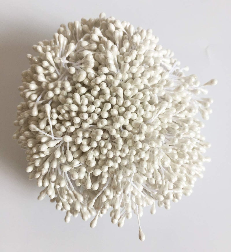 Artfen 1800 Pcs 1.5mm Mini Pearl Double Heads Flower Stamen Pistil Handmade Artificial Flowers Wedding Party Home Decoration DIY Christmas Scrapbook Accessories White - Image 2