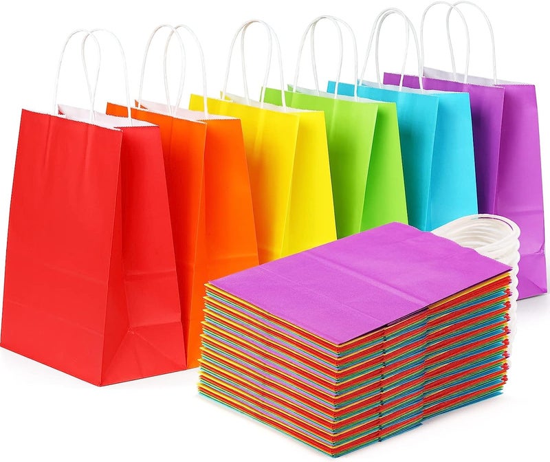 RanGit Bhumi Gift Paper Bags - 30pcs Color Paper Return Gift Bags 9x11x4 in Medium- Party favor gifting covers for kids birthday, wedding, engagement and other festivals (Multicolor, 30 pcs) - Image 1