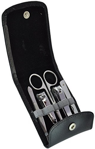 Royce Leather Manicure Kit with Stainless Steel Implements, Black, One Size - Image 3