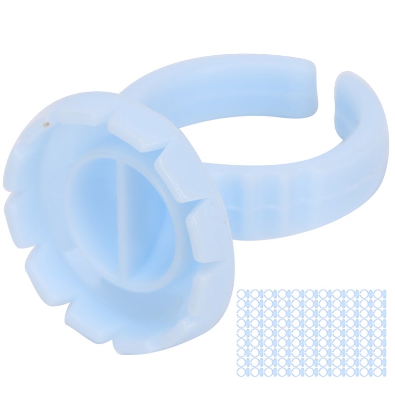 100pcs Disposable Eyelash Glue Ring Cup Eyelash Extension Glue Holder AccessoryBlue - Image 2