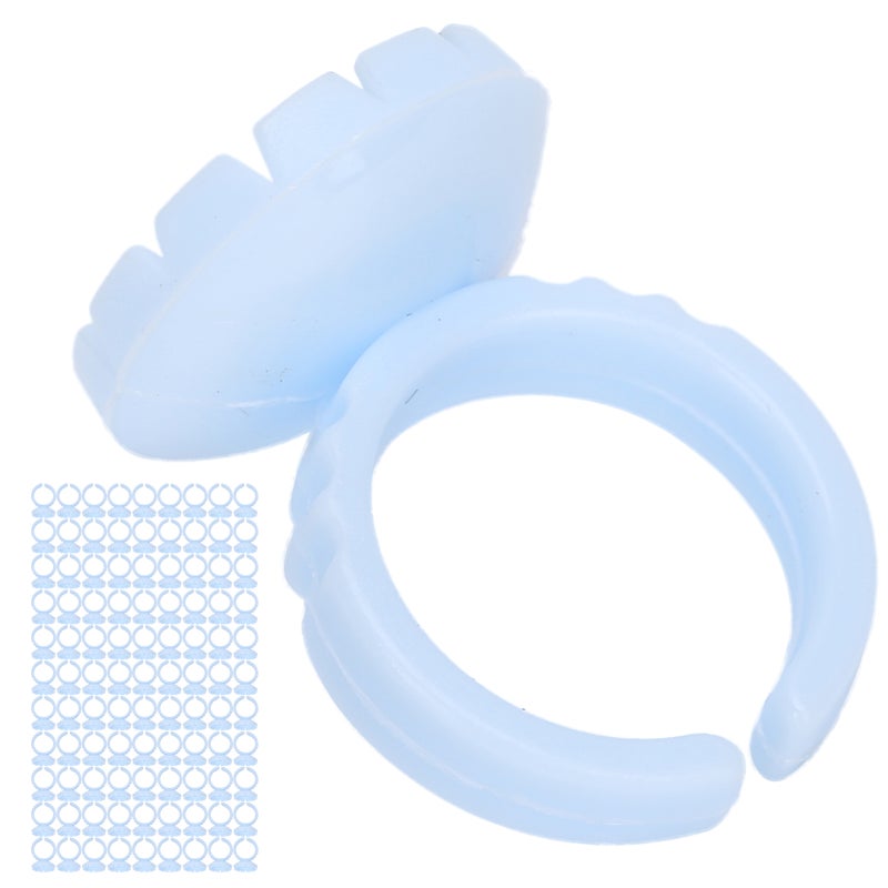 100pcs Disposable Eyelash Glue Ring Cup Eyelash Extension Glue Holder AccessoryBlue - Image 3
