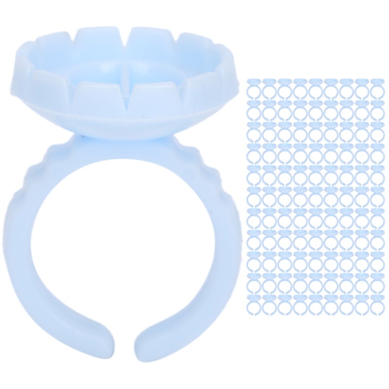 100pcs Disposable Eyelash Glue Ring Cup Eyelash Extension Glue Holder AccessoryBlue - Image 1