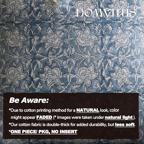 DOMVITUS Floral Pillow Covers 20x20 Throw Pillow Covers Block Print Vintage Decorative Neutral Pillow Cover for Couch Bed Living Room Dusty Blue 1PC - Image 3
