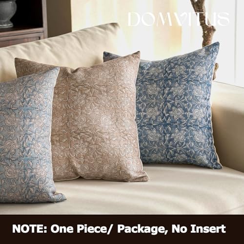 DOMVITUS Floral Pillow Covers 20x20 Throw Pillow Covers Block Print Vintage Decorative Neutral Pillow Cover for Couch Bed Living Room Dusty Blue 1PC - Image 5