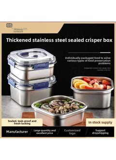 Generic Factory Sale Stainless Steel Preservation Box Household Sealed Storage Portable Picnic Fruit Meal Box Refrigerator Storage Box Freezing-Specifications:[blue Handle] Sealed Crisper Box  - Image 2