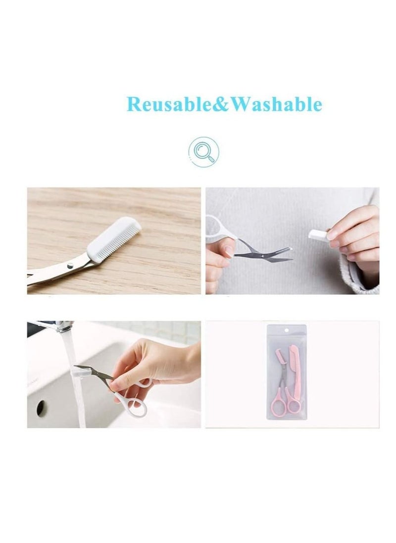 SYOSI Eyebrow Razor Eyebrow Trimmer and Eyebrow Scissors Kit Eyebrow Eyelash Trimmer Scissors Hair Cutting Tools Shaping Knife Makeup Tools Eyebrow Brush and Comb for Women and Men  - Image 4
