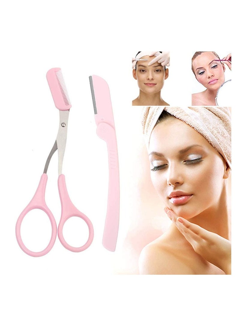 SYOSI Eyebrow Razor Eyebrow Trimmer and Eyebrow Scissors Kit Eyebrow Eyelash Trimmer Scissors Hair Cutting Tools Shaping Knife Makeup Tools Eyebrow Brush and Comb for Women and Men  - Image 3