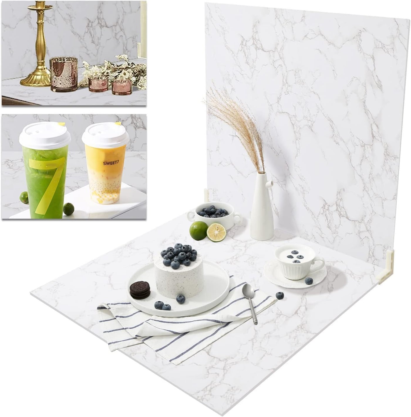 الرائد Al Raied 2pcs Photo Backdrop Boards For Flat Lay 24x24 Inch Marble Food Photography Backg