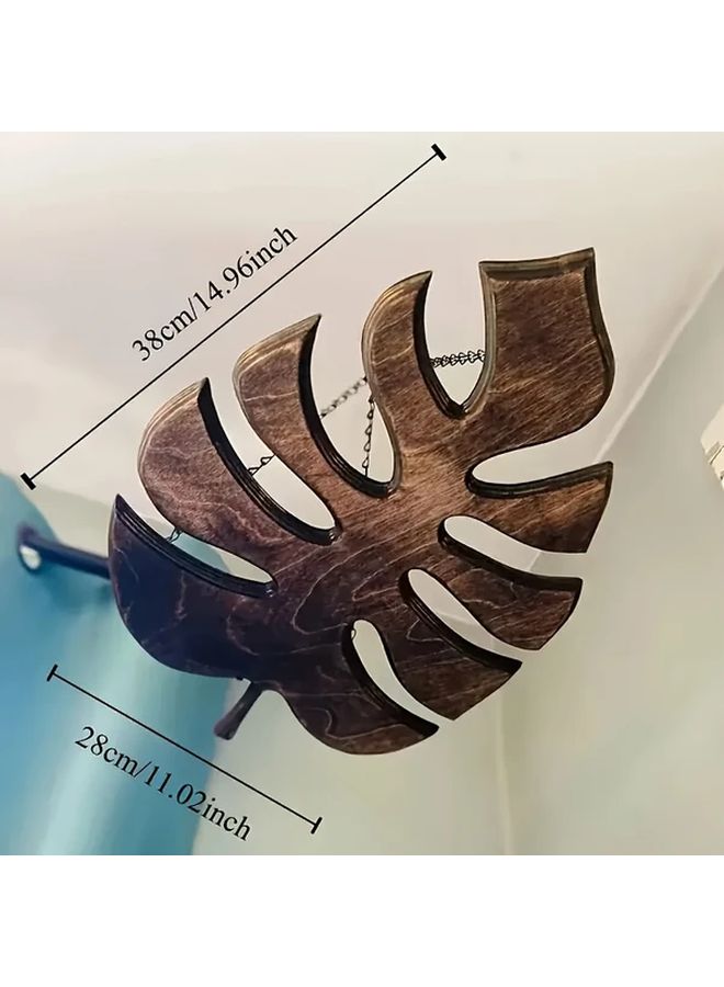 Rustic Wooden Wine Glass Holder Holds 6 Stemware Wall Mounted Metal Chain 1pc - Image 3