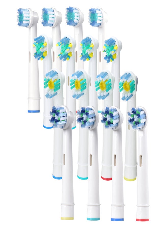 16pcs Electric Toothbrush Head Compatible with Oral B Electric Toothbrush Replacement Brush for Floss Cross Precision Cleaning u0026 Whitening