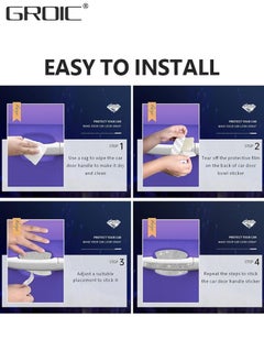 GROIC 8Pcs Rhinestone Bling Car Door Handle Protector Stickers,Universal Car Handle Cover, Bling Car Accessories Crystal Glitter Reflective Door Handle Stickers for Car Laptops Decoration  - Image 2