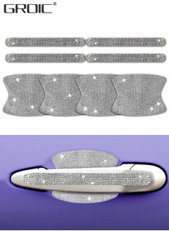 GROIC 8Pcs Rhinestone Bling Car Door Handle Protector Stickers,Universal Car Handle Cover, Bling Car Accessories Crystal Glitter Reflective Door Handle Stickers for Car Laptops Decoration  - Image 1