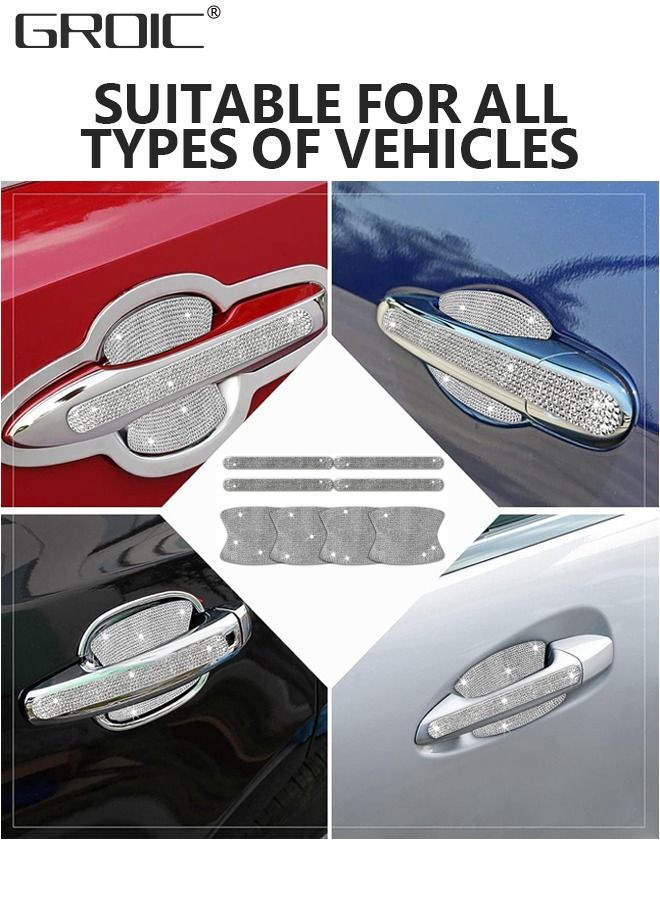 GROIC 8Pcs Rhinestone Bling Car Door Handle Protector Stickers,Universal Car Handle Cover, Bling Car Accessories Crystal Glitter Reflective Door Handle Stickers for Car Laptops Decoration  - Image 4