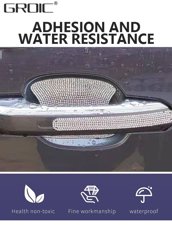 GROIC 8Pcs Rhinestone Bling Car Door Handle Protector Stickers,Universal Car Handle Cover, Bling Car Accessories Crystal Glitter Reflective Door Handle Stickers for Car Laptops Decoration  - Image 5