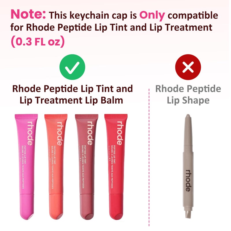 LUVCOSY 4 Packs Keychain Cap/Holder for Rhode Peptide Lip Tint and Lip Treatment (0.3 oz)| Lip Gloss Keychain for Rhode | Portable & Trendy Lip Balm Replacement Cover | Valentine's Day Gift (NOT Lip Balm) - Image 2