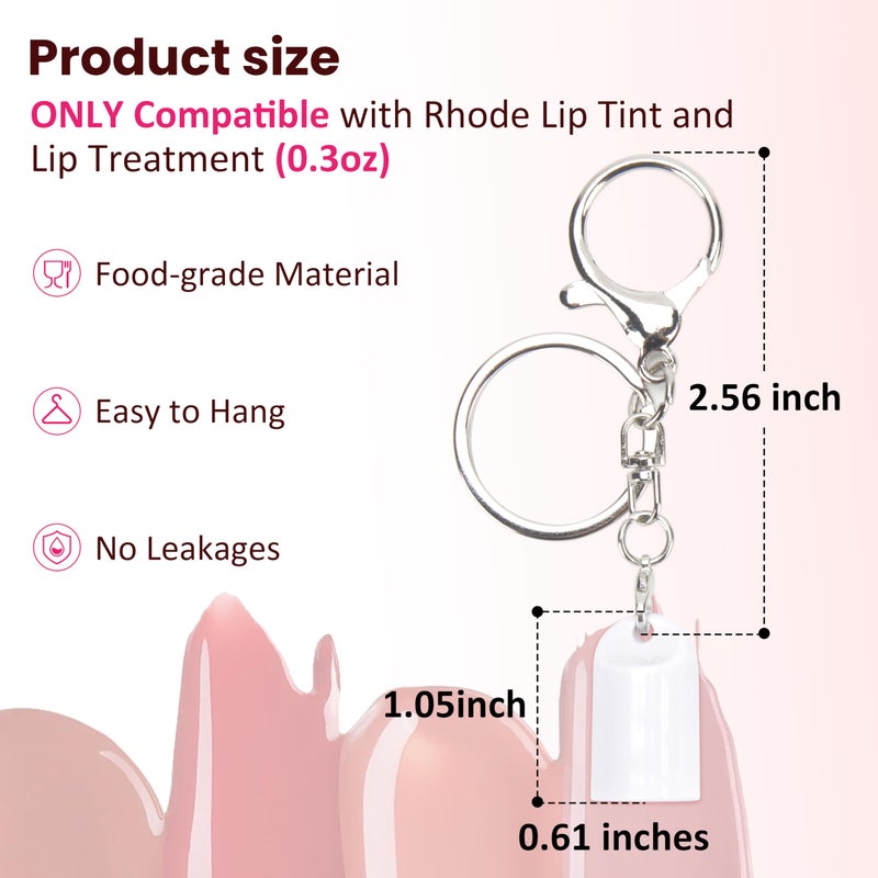 LUVCOSY 4 Packs Keychain Cap/Holder for Rhode Peptide Lip Tint and Lip Treatment (0.3 oz)| Lip Gloss Keychain for Rhode | Portable & Trendy Lip Balm Replacement Cover | Valentine's Day Gift (NOT Lip Balm) - Image 3