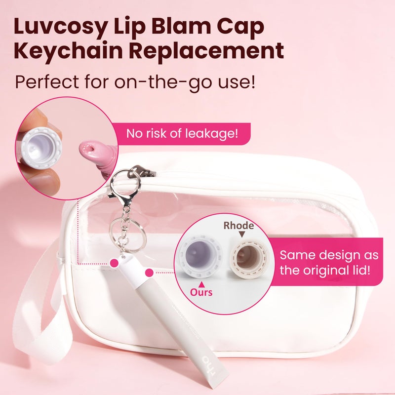LUVCOSY 4 Packs Keychain Cap/Holder for Rhode Peptide Lip Tint and Lip Treatment (0.3 oz)| Lip Gloss Keychain for Rhode | Portable & Trendy Lip Balm Replacement Cover | Valentine's Day Gift (NOT Lip Balm) - Image 4