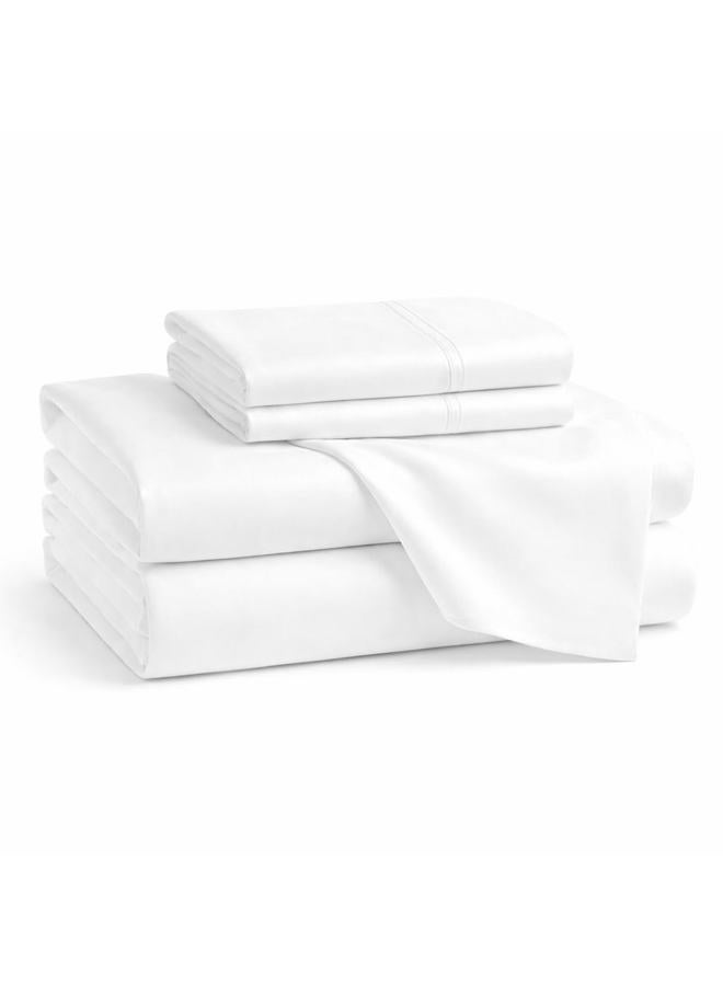 SGI bedding SGI 1000 TC Egyptian Cotton Queen Sheet Set – Premium Luxury 4-Piece Hotel Bedding, Ultra-Soft, Breathable, Cooling & Silky-Smooth, 16” Deep Pocket, Durable, Fade-Resistant & Elegant White - Image 1