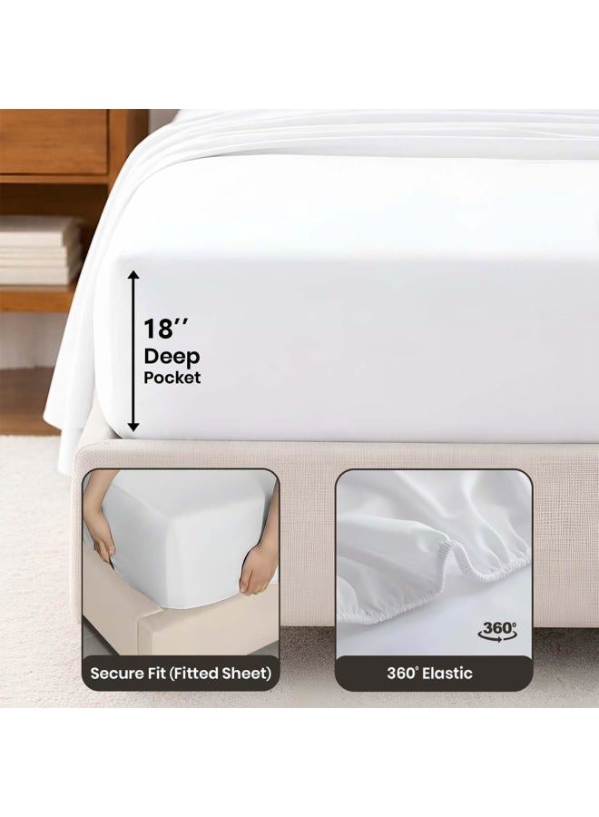 SGI bedding SGI 1000 TC Egyptian Cotton Queen Sheet Set – Premium Luxury 4-Piece Hotel Bedding, Ultra-Soft, Breathable, Cooling & Silky-Smooth, 16” Deep Pocket, Durable, Fade-Resistant & Elegant White - Image 3