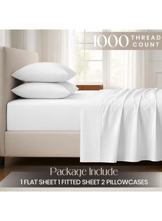 SGI bedding SGI 1000 TC Egyptian Cotton Queen Sheet Set – Premium Luxury 4-Piece Hotel Bedding, Ultra-Soft, Breathable, Cooling & Silky-Smooth, 16” Deep Pocket, Durable, Fade-Resistant & Elegant White - Image 2