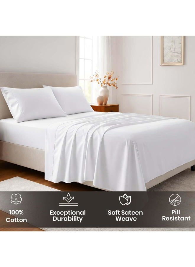 SGI bedding SGI 1000 TC Egyptian Cotton Queen Sheet Set – Premium Luxury 4-Piece Hotel Bedding, Ultra-Soft, Breathable, Cooling & Silky-Smooth, 16” Deep Pocket, Durable, Fade-Resistant & Elegant White - Image 4