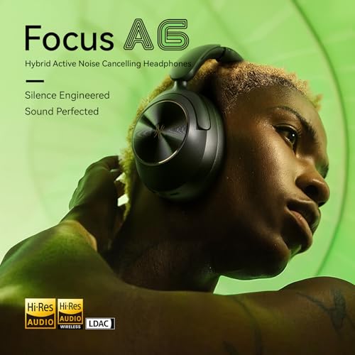 OneOdio Focus A6 Hybrid Active Noise Cancelling Headphones 75H Playtime LDAC HiRes Lossless Audio Bluetooth 60 Dual Mic ENC Call Support Wired ANC via USBC Wireless Over Ear Headphones - Image 3