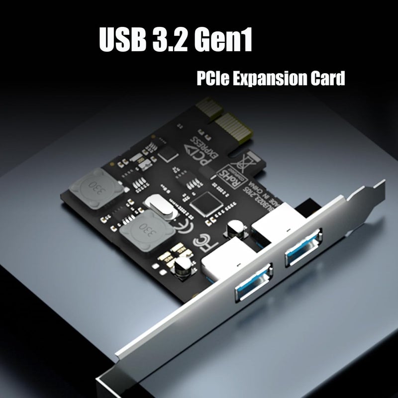 GLOTREND U3023 بطاقة توسعة USB PCIe 5Gb ذات منفذين Type-A (USB 3.2 Gen 1 بسرعة 5 جيجابت في الثانية)، متوافقة مع نظامي التشغيل ويندوز ولينكس (لا تدعم نظام التشغيل Mac OS) - Image 2