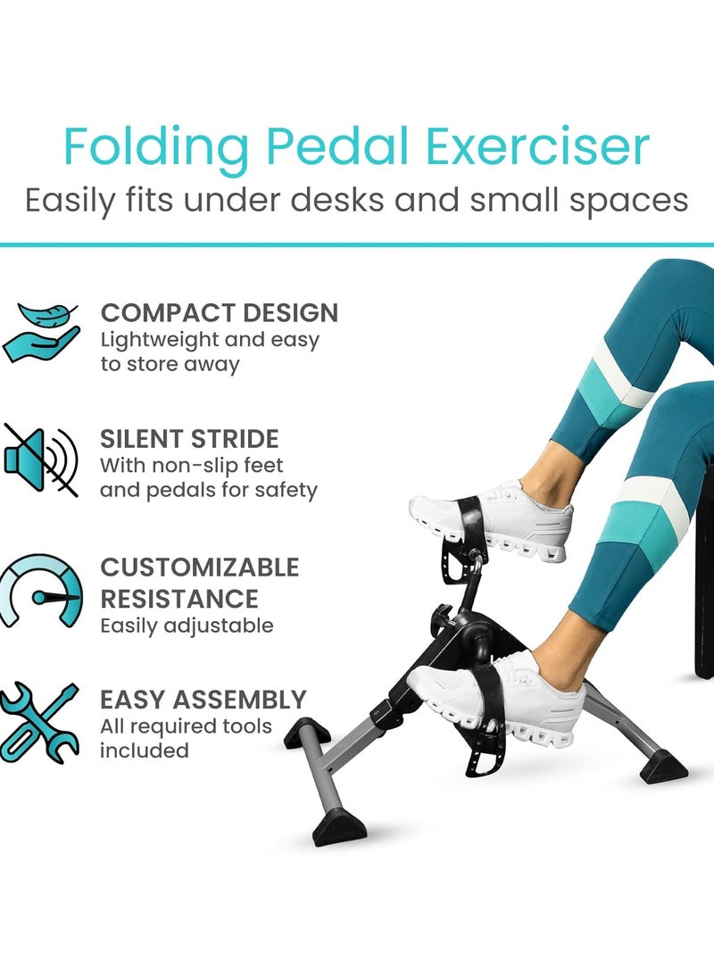 Generic - Desk Cycle Foot Pedal Exerciser Foldable Portable Foot Hand Arm Leg Exercise Pedaling Machine Folding Mini Stationary Bike Pedaler Fitness Rehab Gym Equip T For Seniors Elderly Pt - Image 1