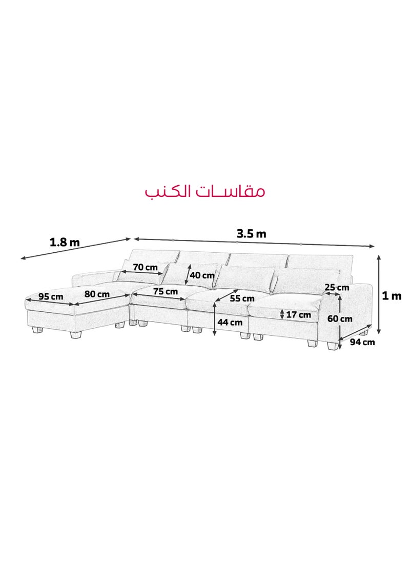 هوم فيو - طقم كنب ركنة مقاعد مريحة 3.5 × 1.8 متر - Image 1
