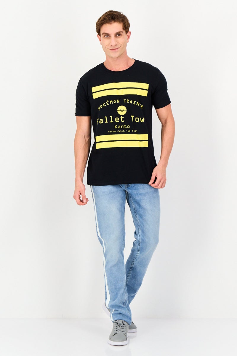 Pokemon Men Crew Neck Short Sleeve Graphic T-Shirt, Black - Image 4