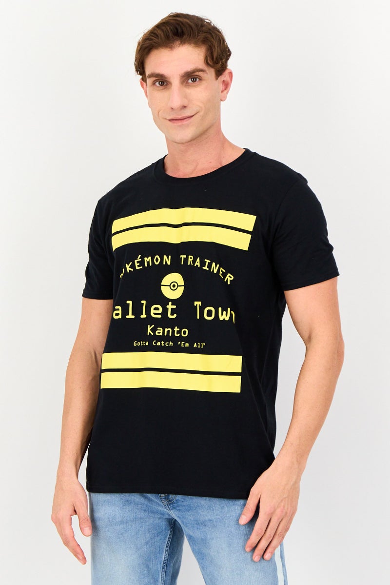 Pokemon Men Crew Neck Short Sleeve Graphic T-Shirt, Black - Image 1